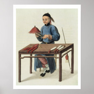 A Cap Maker, plate 51 from 'The Costume of China', Poster