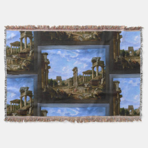 A Capriccio of the Roman Forum by Giovanni Pannini Throw Blanket