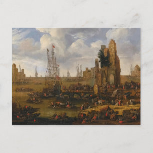 A Capriccio View Of A Busy Harbour Scene Postcard