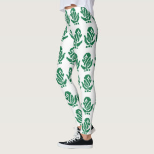 A captivating green and black design with a bold g leggings