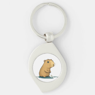 a capybara at the watering hole key ring