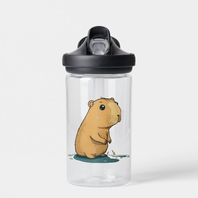 a capybara at the watering hole water bottle (Front)
