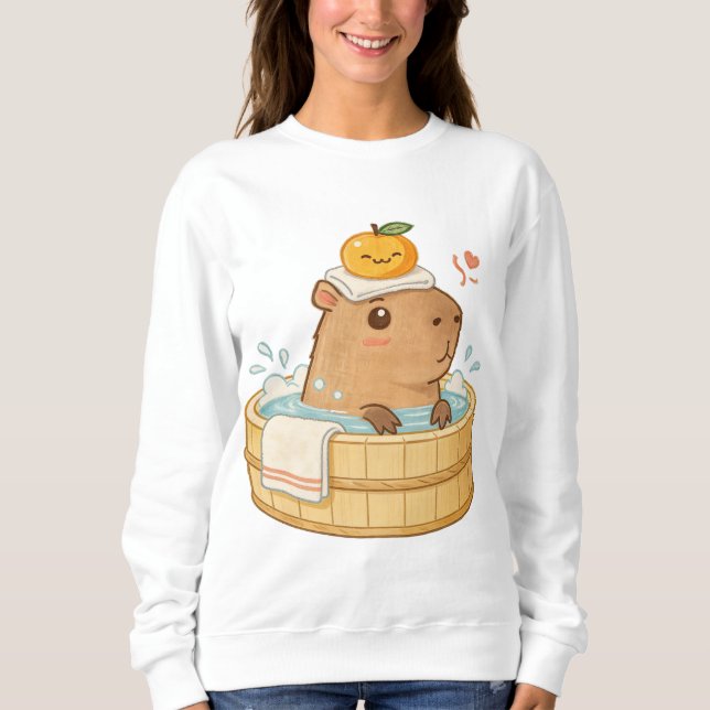 A capybara is taking a bath in a Japanese bath. Th Sweatshirt (Front)