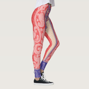 a card with a red heart on it leggings