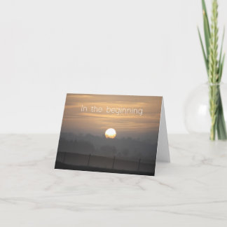 A card with the words 'In the beginning'