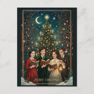 A Carol Beneath the Crescent Moon Holiday Postcard