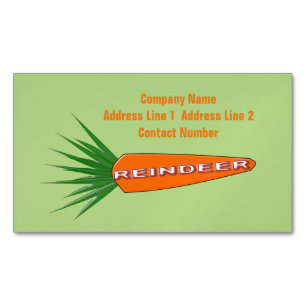 A Carrot for Christmas Reindeer Custom Magnetic Business Card