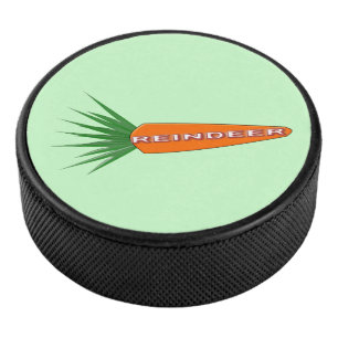 A Carrot for Christmas Reindeer Hockey Puck