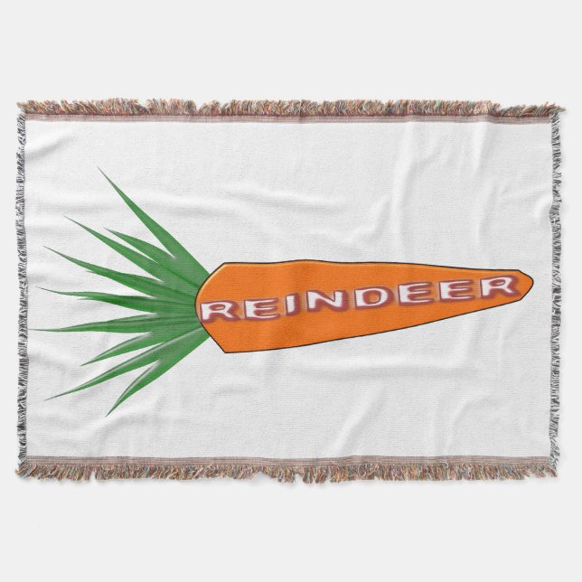 A Carrot for Christmas Reindeer Throw Blanket (Front)