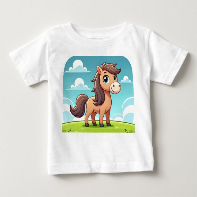 A cartoon baby Hourse design Baby T Shirt.  T-Shirt (Front)