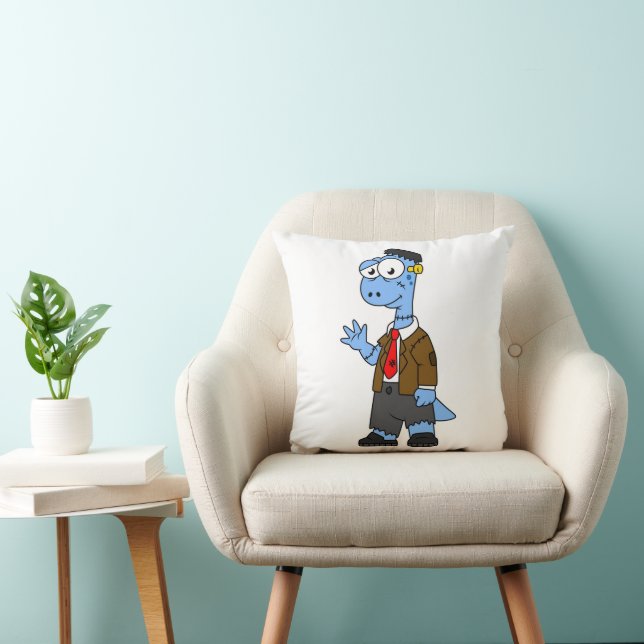 A Cartoon Brontosaur Dressed Up As Frankenstein. Cushion (Chair)
