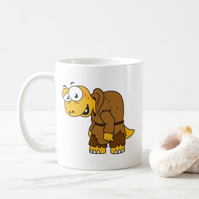 A Cartoon Dinosaur Hunchback. Coffee Mug (With Donut)