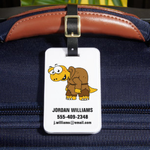 A Cartoon Dinosaur Hunchback. Luggage Tag
