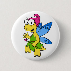 A Cartoon Fairysaur Dinosaur. 6 Cm Round Badge