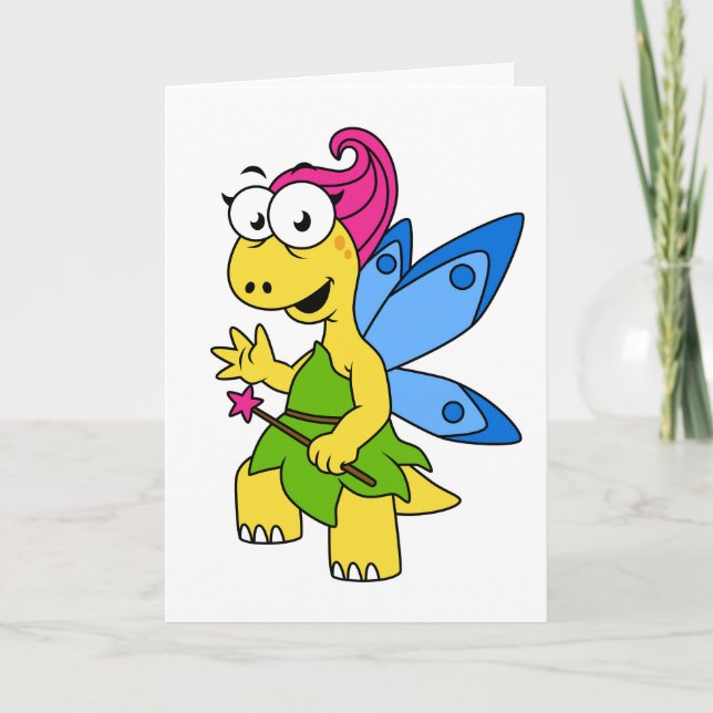 A Cartoon Fairysaur Dinosaur. Card (Front)
