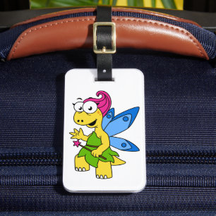 A Cartoon Fairysaur Dinosaur. Luggage Tag
