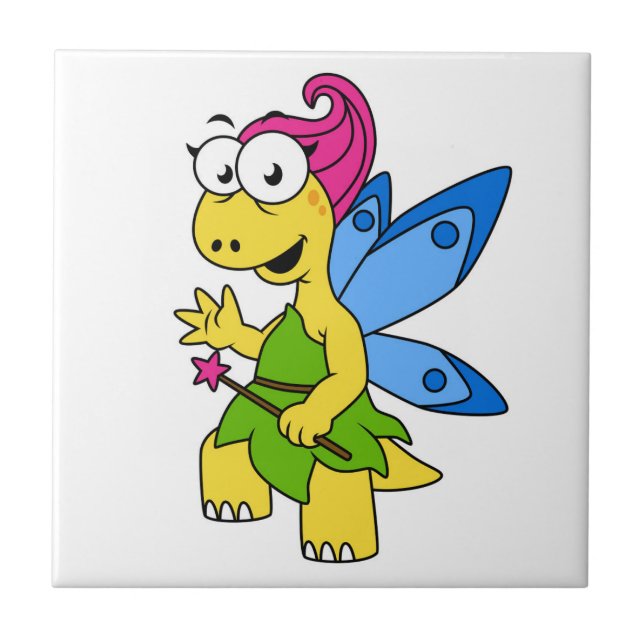A Cartoon Fairysaur Dinosaur. Tile (Front)