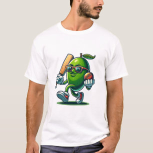 A cartoon green mango playing character T-Shirt
