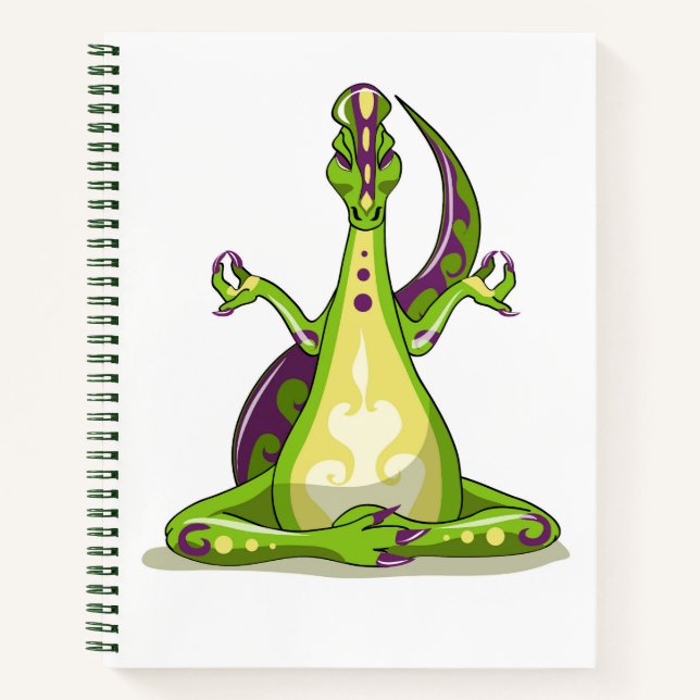 A Cartoon Iguanodon Dinosaur Doing Yoga. Notebook (Front)