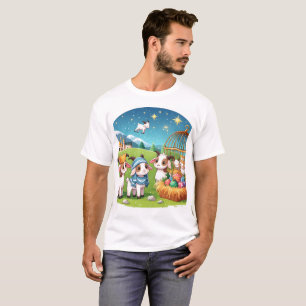 a cartoon illustration of a nativity scene with a T-Shirt