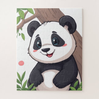 A cartoon image of a panda jigsaw puzzle