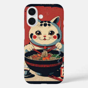 a cartoon maneki-neko cat iPhone 16 case