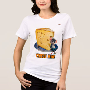 A Cartoon Mouse leaning against a Cheese on a Tri-Blend Shirt