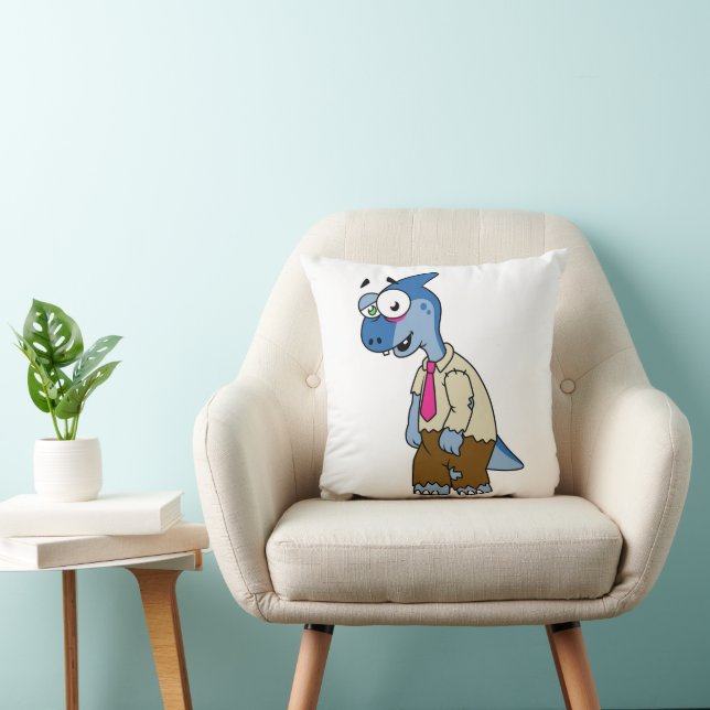 A Cartoon Parasaurolophus Dressed Up As A Zombie. Cushion (Chair)