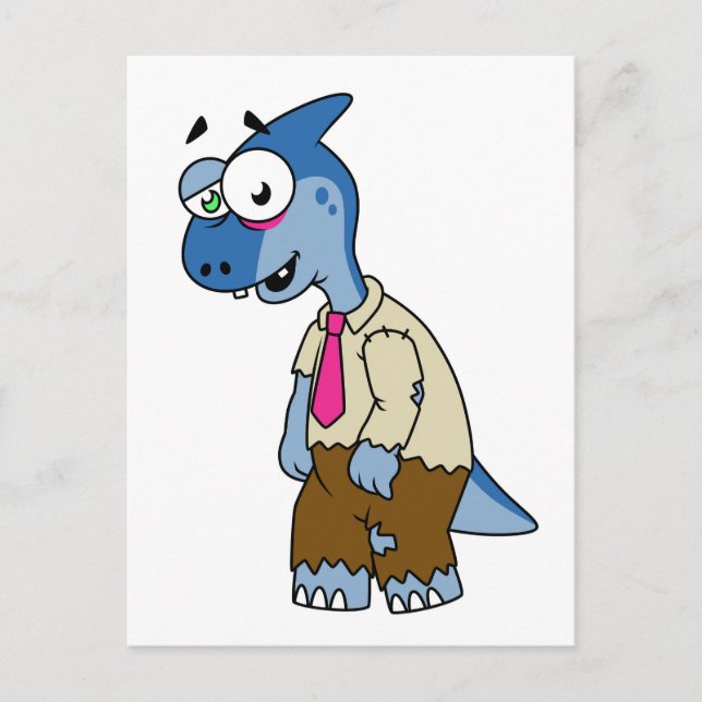 A Cartoon Parasaurolophus Dressed Up As A Zombie. Postcard (Front)