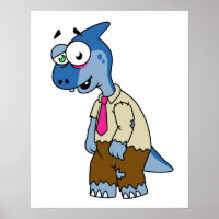 A Cartoon Parasaurolophus Dressed Up As A Zombie.