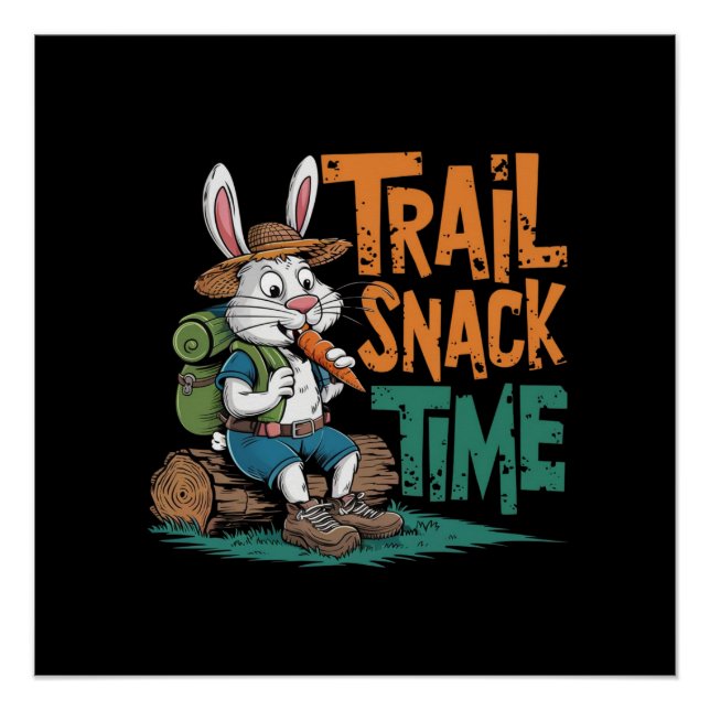 A cartoon rabbit in hiking gear poster (Front)