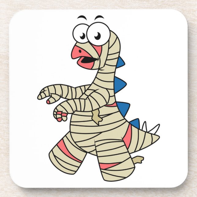 A Cartoon Stegosaurus Dressed Up As A Mummy. Coaster (Front)