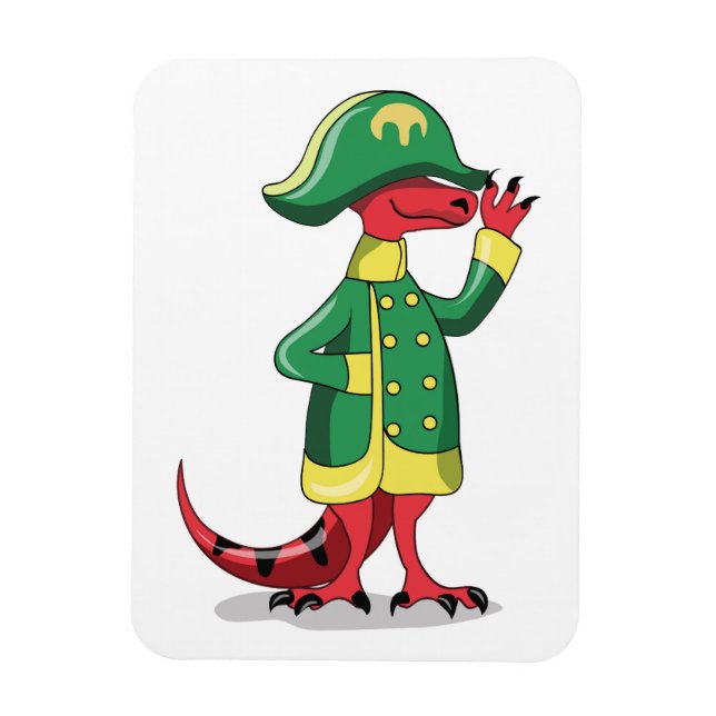A Cartoon Tyrannosaur Rex Dressed As Napoleon. Magnet (Vertical)