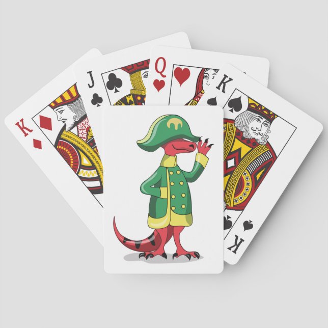 A Cartoon Tyrannosaur Rex Dressed As Napoleon. Playing Cards (Back)