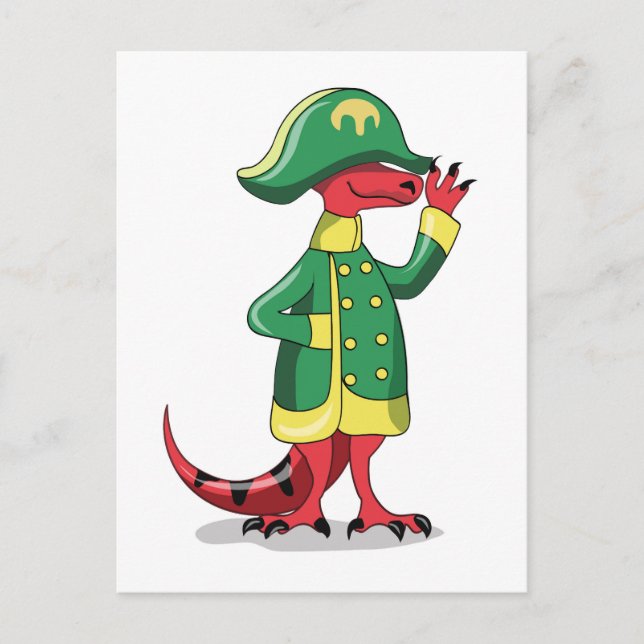 A Cartoon Tyrannosaur Rex Dressed As Napoleon. Postcard (Front)