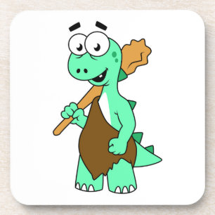 A Cartoon Tyrannosaurus Rex Caveman. Coaster