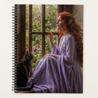 A cat a Lady and a beautiful day. Throw Pillow Planner
