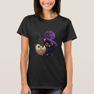 a cat and an owl cute for men and woman and kids T-Shirt