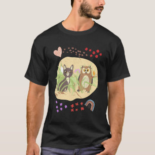 A Cat and an Owl for Pet Owners of Cats and Owls T-Shirt
