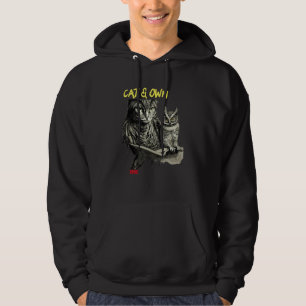 A Cat And An Owl Owls And Cats Hoodie