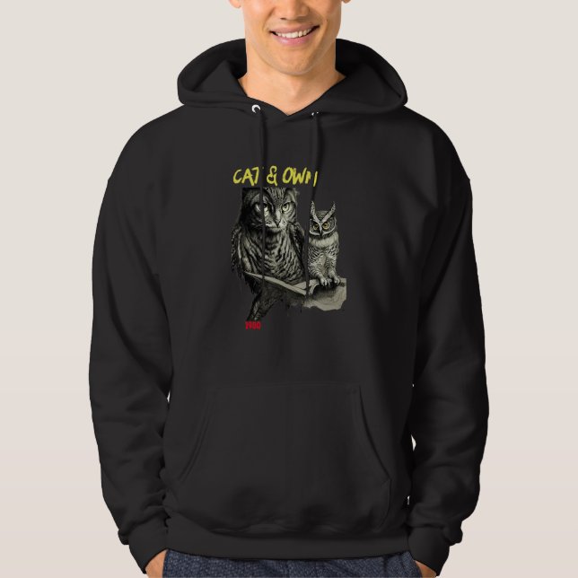 A Cat And An Owl  Owls And Cats Hoodie (Front)