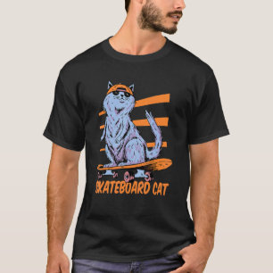 A cat and sunglasses riding a skateboard T-Shirt