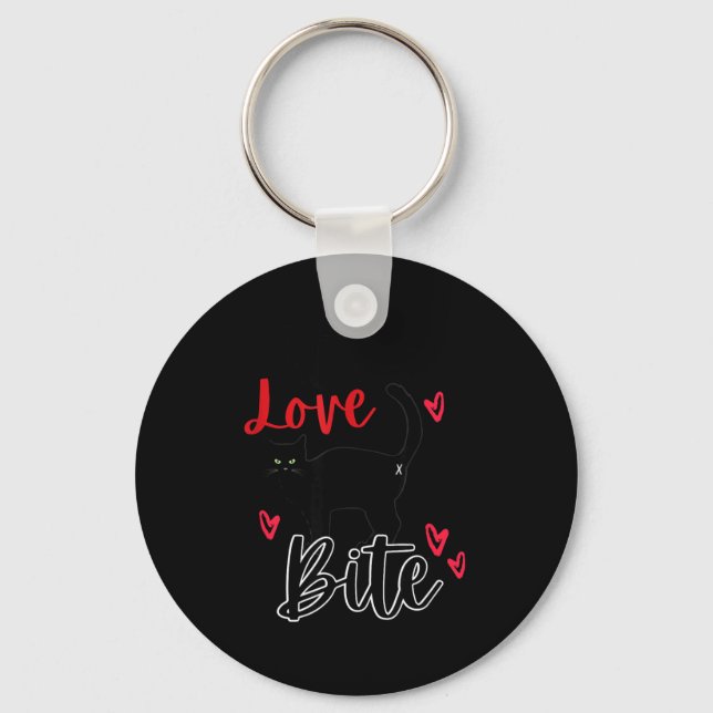 A Cat Bite Means Love, Kitty Valentines  Key Ring (Front)