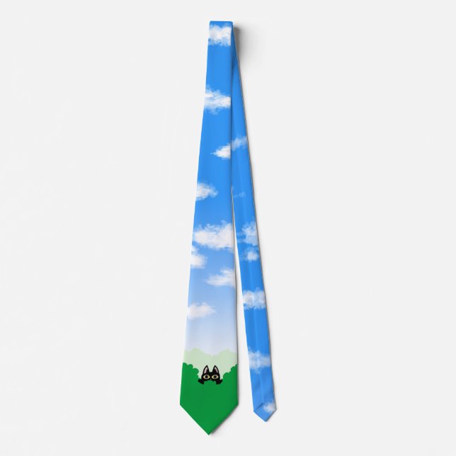 A cat (blue sky) necktie seen from the middle of t (Front)