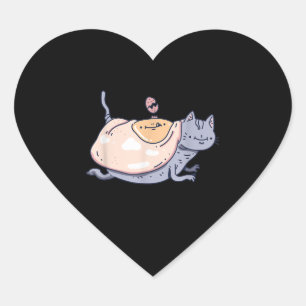 A Cat Covered With Eggs For Cat Lovers   Funny Cat Heart Sticker