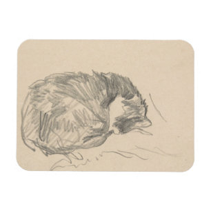 A Cat Curled Up, Sleeping by Edouard Manet. Magnet