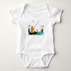 A cat fishing in the stream baby bodysuit
