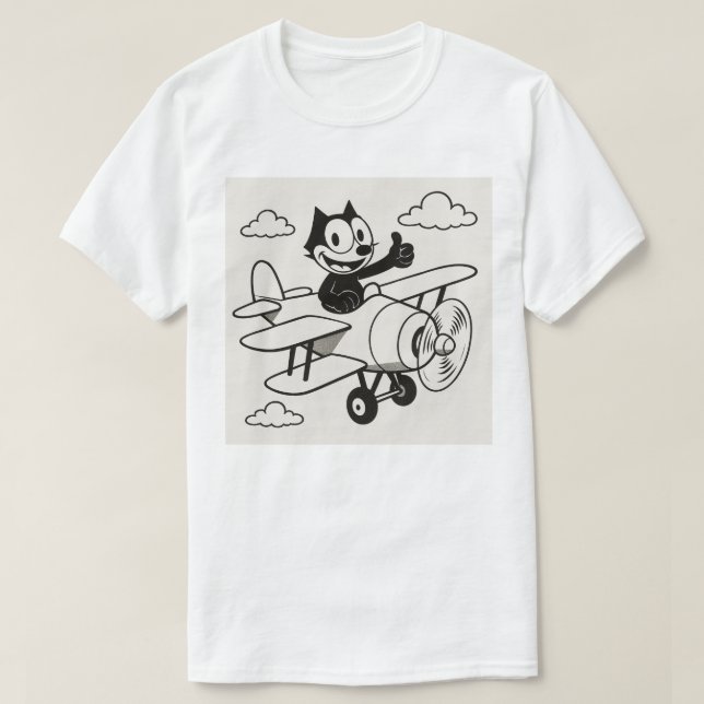 A Cat Flying A Plane T-Shirt (Design Front)