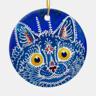 A cat in gothic style by Louis Wain  Ceramic Tree Decoration