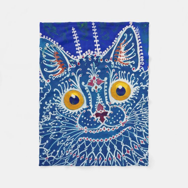 A Cat in Gothic Style by Louis Wain Fleece Blanket (Front)